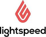 A logo of lightspeed with a stylized "l" inside a red hexagon.
